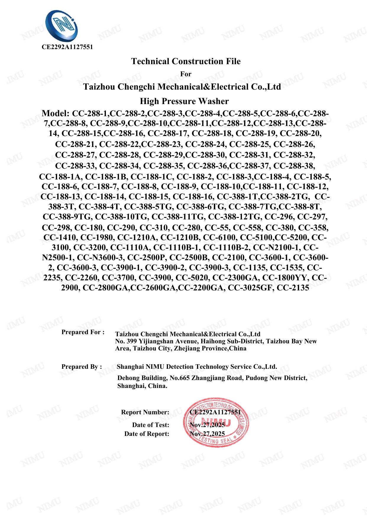 CE report number 2292A1127551 preview